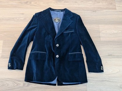 Vintage Cortefiel Smoking Jacket Navy Blue Velvet size 42 Short