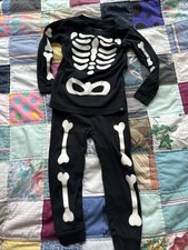 Baby Gap Glow In The Dark Skeleton Black Pajama Set 2T 100 Cotton