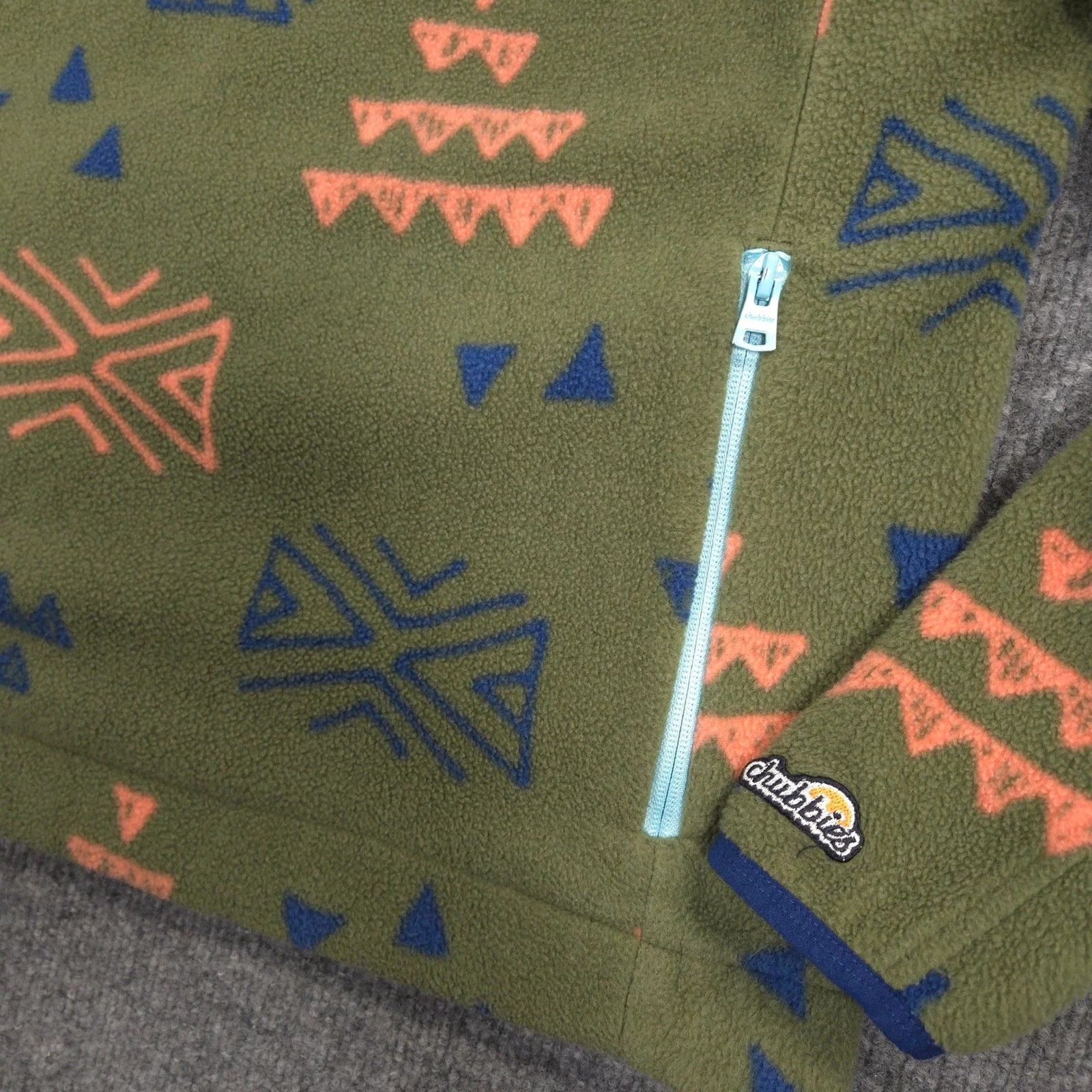 Chubbies Fleece 1/4 Zip Mens Large Green The Flame Commander Southwestern Tribal image 3