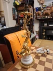 Antique Spanish Ormolu Foliage & Cherub Figurine wth Marble Base Table Lamp 47cm