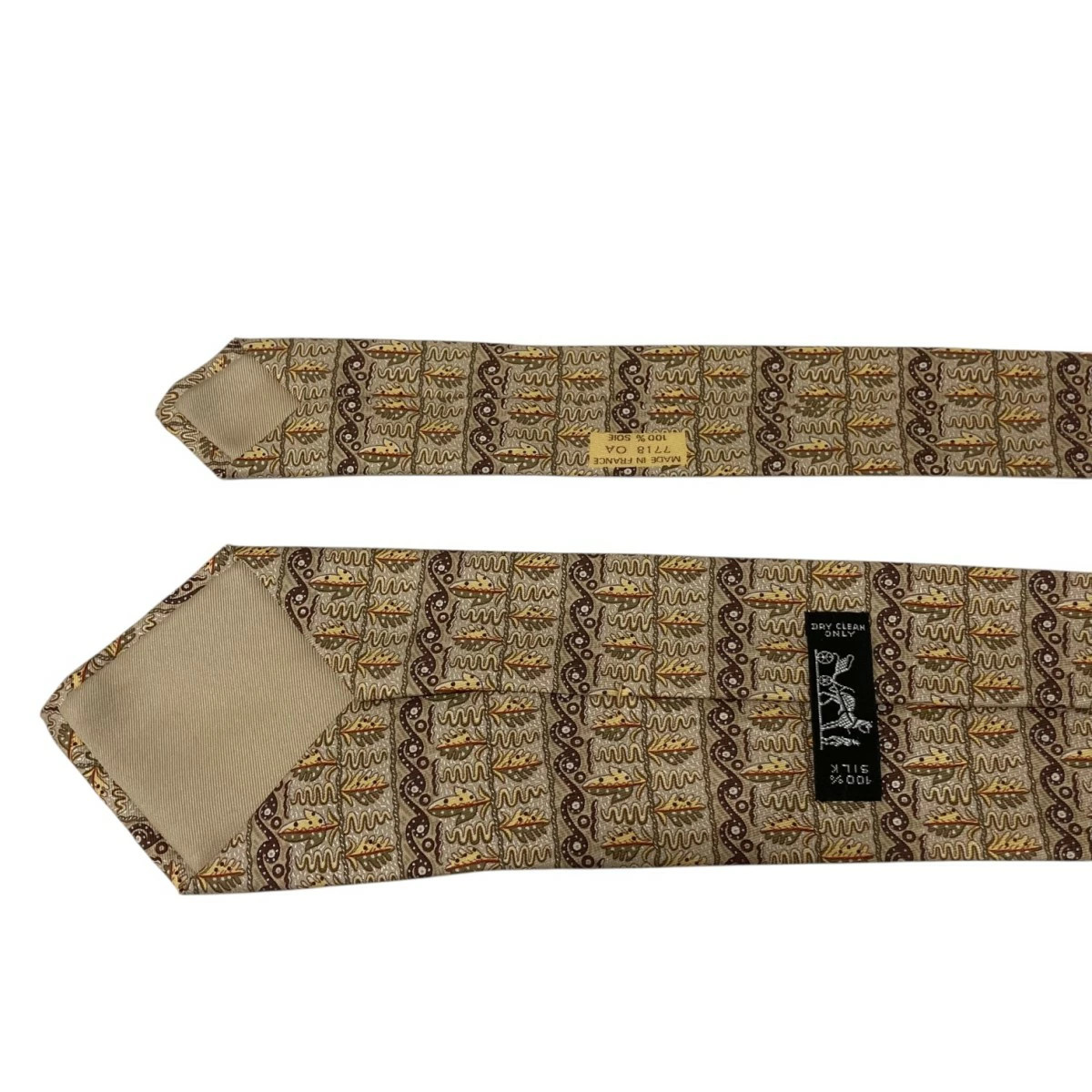 HERMES Used  Leaf Pattern Tie Brown - image 4