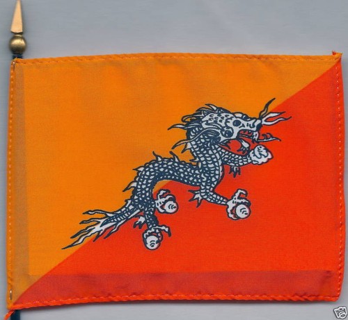 Bhutan, Druk-Gyal-Khab 4"x6" Flag on a Pole NEW - Picture 1 of 6