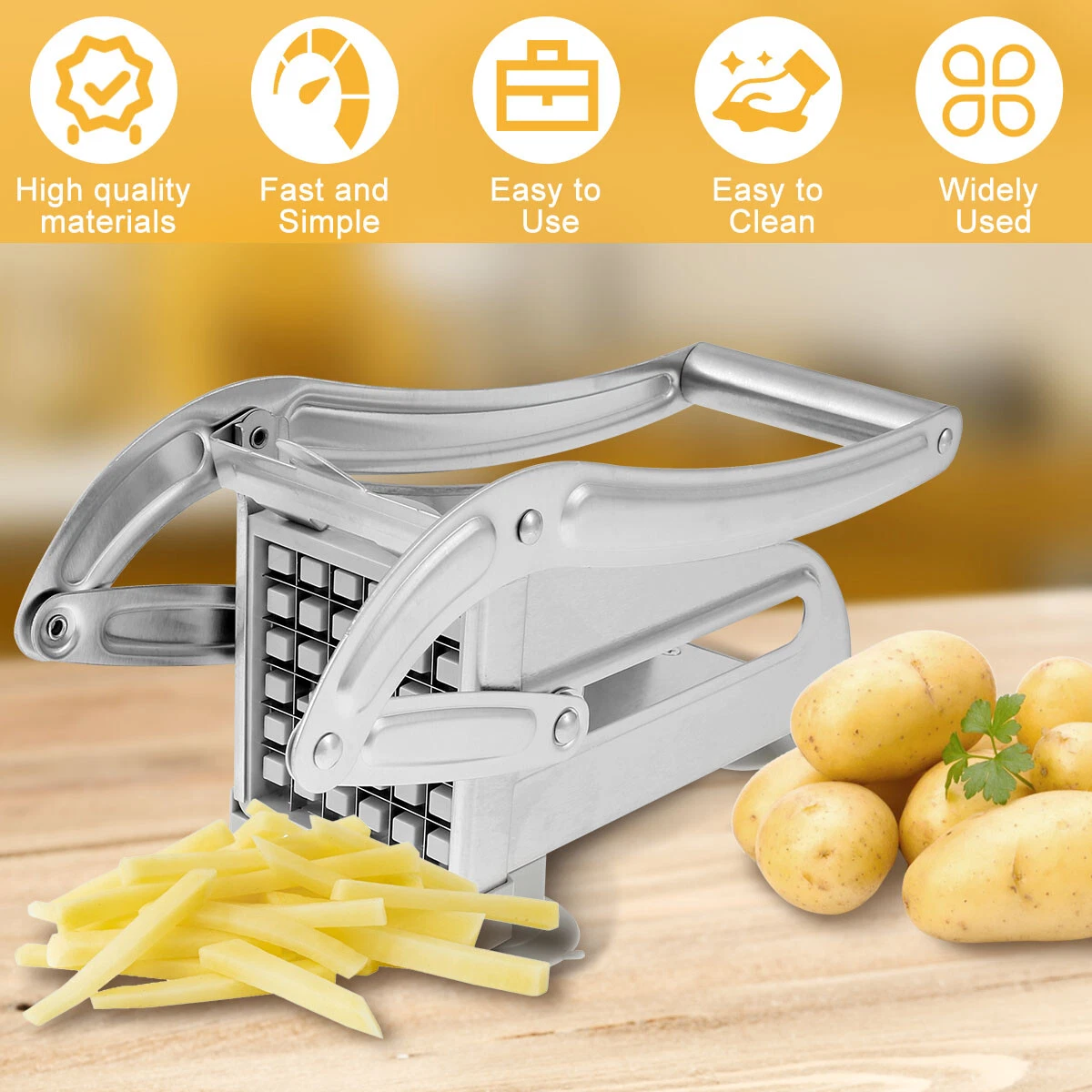 French Fry Cutter Stainless Steel Potato Chipper Fast Cutting