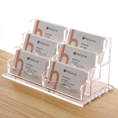 Business Cards Holder Display for Desk Clear Acrylic Multiple 3 Tier 6 Slot B...