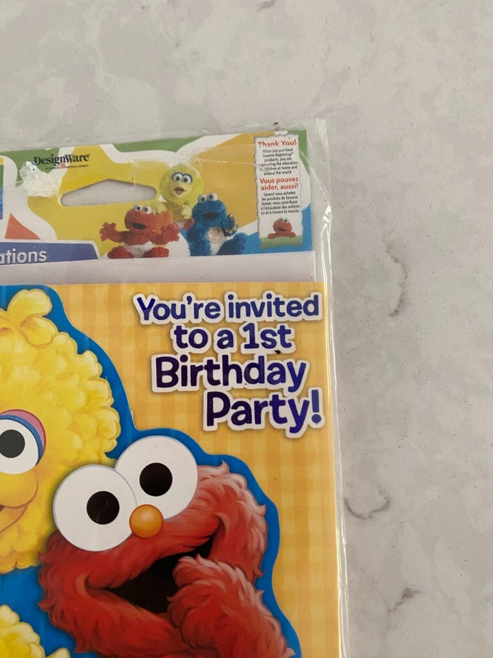 Sesame Beginnings Birthday Invitation with Envelopes - 6 Pack Amscan DesignWare - Image 2 of 4