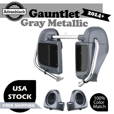 Gauntlet Gray Metallic Lower Vented Fairing 6.5'' Speaker Pod Fits Harley 2014+