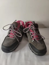 NEW Camel Crown Leather Hiking Walking Sneakers Grey Pink Lace Up Womens 7