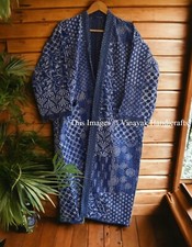 Indian Vintage Cotton Kantha Handmade Robe Women Bath Robe Kimono Patchwork Robe