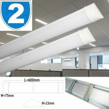 2x 2ft LED Batten Slim Line Tube Wall Ceiling Mounted Super Bright Light 20W