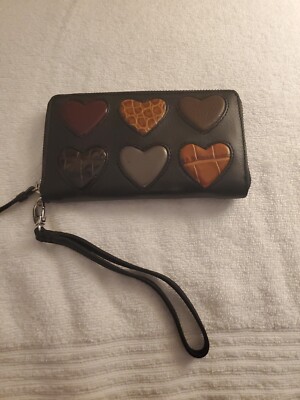 Brighton multi heart black leather Wristlet/Wallet Really NICE!!