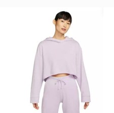 Nike Yoga Luxe Cropped Fleece Women's Hoodie Top Size Xl Sweatshirt Purple