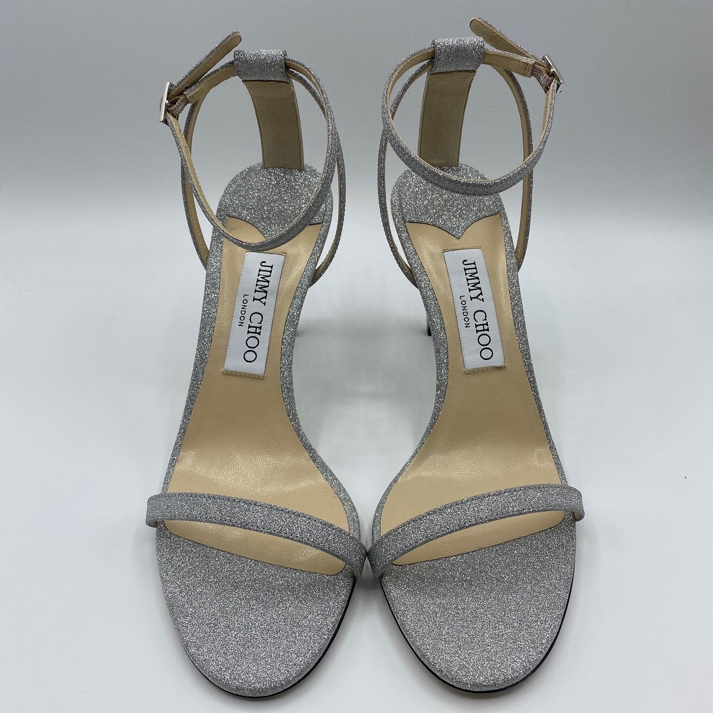 Jimmy Choo Minny 85 Sz 37 Silver Glitter Leather Formal Wedding Holiday  Heels | eBay