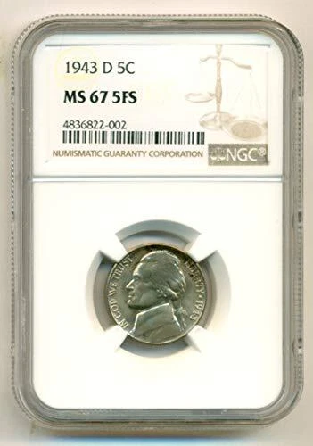1943 D Jefferson Silver Nickel MS67 5FS NGC