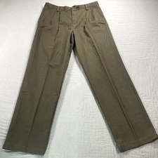 NEW Dockers Pants Mens 38x34 Brown Pleated Washed Chino Straight Trousers VTG