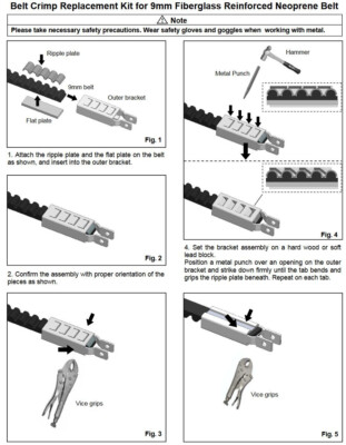 Guardian GU-0009 Belt Crimp Splice Kit 9mm Belt Garage Door Opener