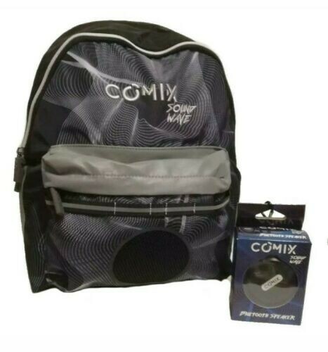 Comix Sound Wave Zaino americano Grigio e nero + Speaker Bluetooth nero