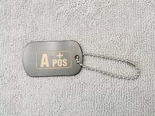 Heavy Duty Keychain, Dog Tag With Blood Type, A- Positive Reading.