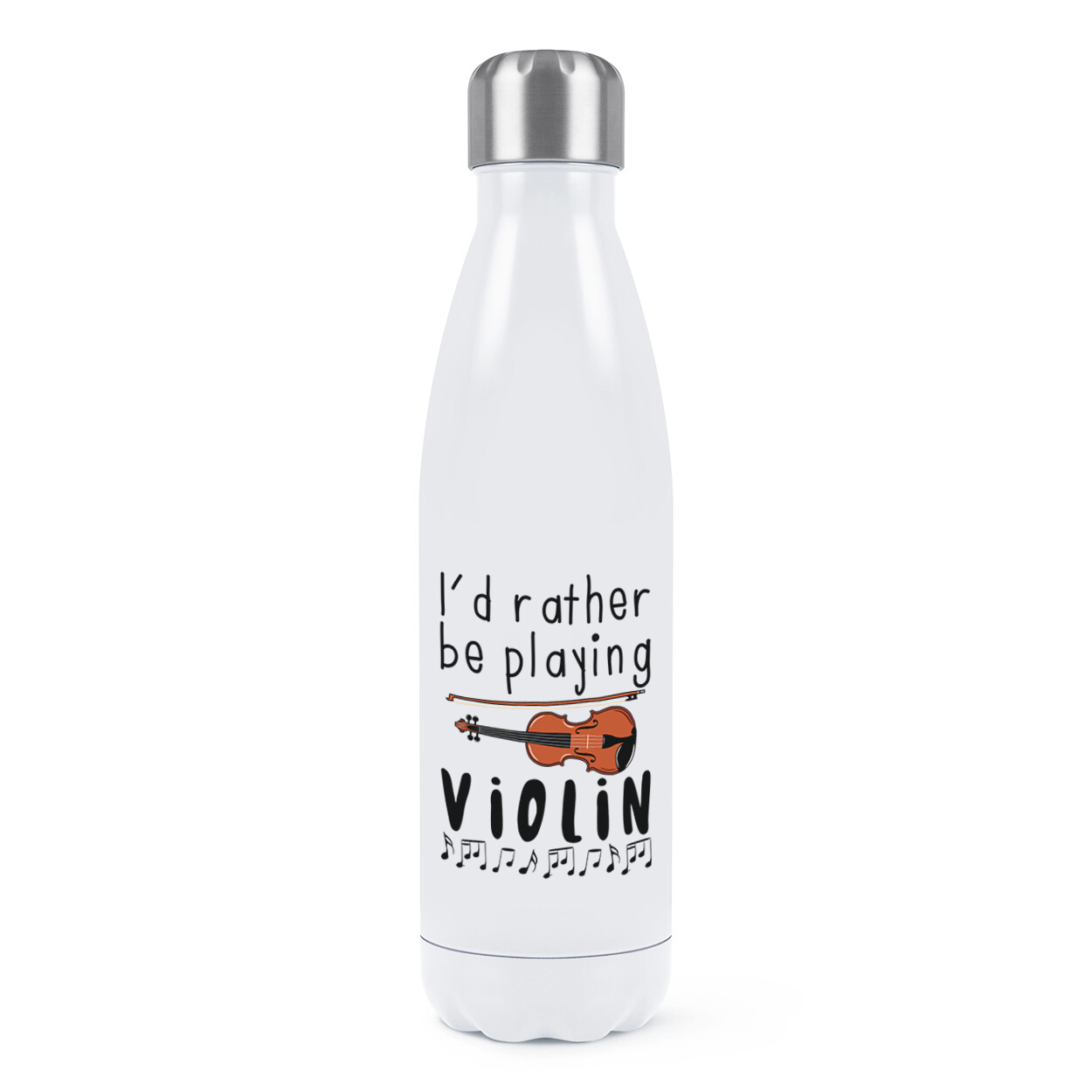 I'd Rather Be Playing Violin Double Wall Water Bottle Music Rock Violinist Funny