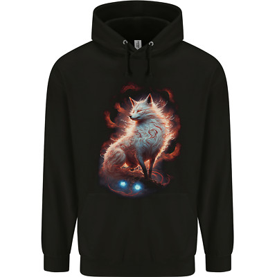 Fantasy Kitsune Magical Fox Mens 80% Cotton Hoodie
