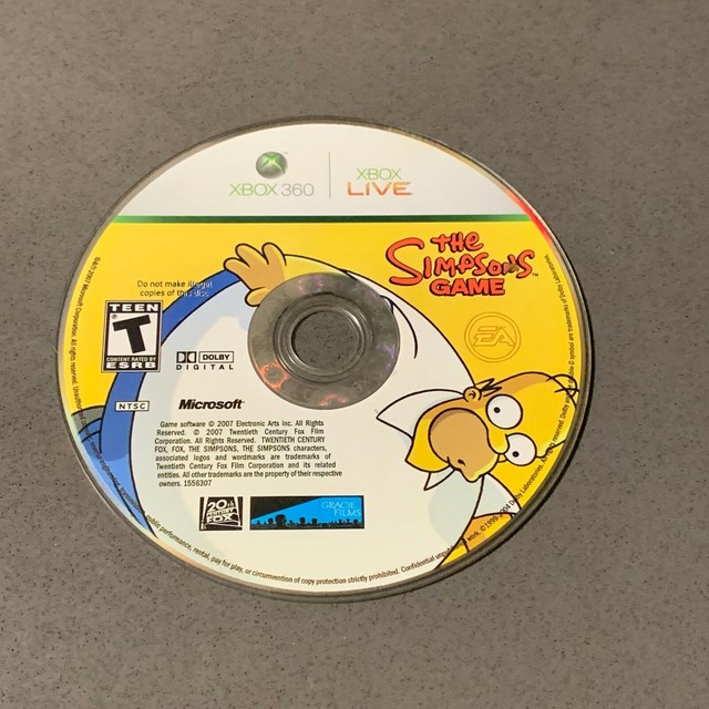 the simpsons game xbox 360 disc the simpsons game xbox 360 disc