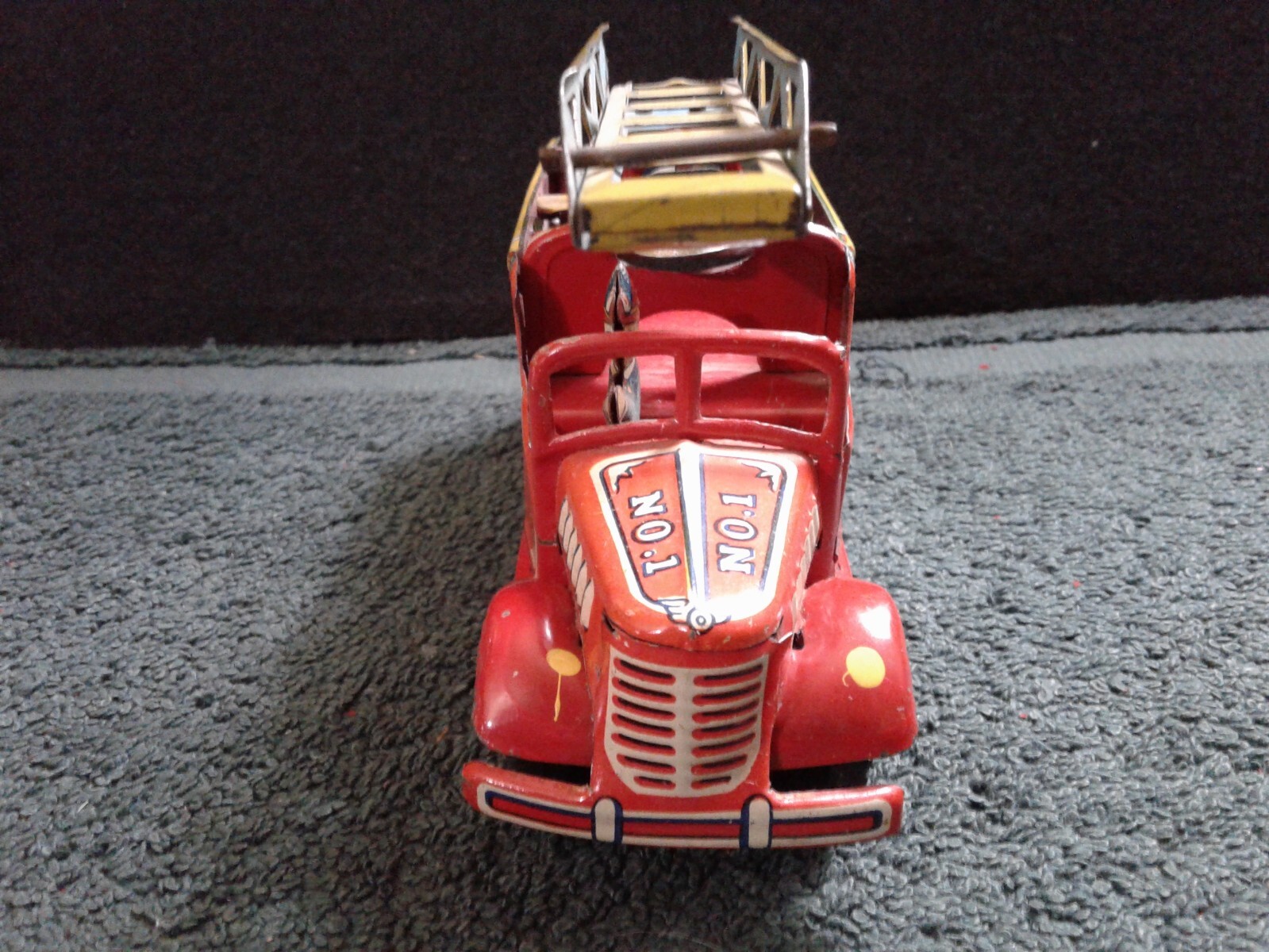 Vintage Tin Litho TM Trade Mark No. 1 Fire Truck w/Ladder & Bell, Japan