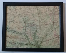 Stonehenge and Surrounding Area - Framed Original 1955 Bartholomew Cloth Map 