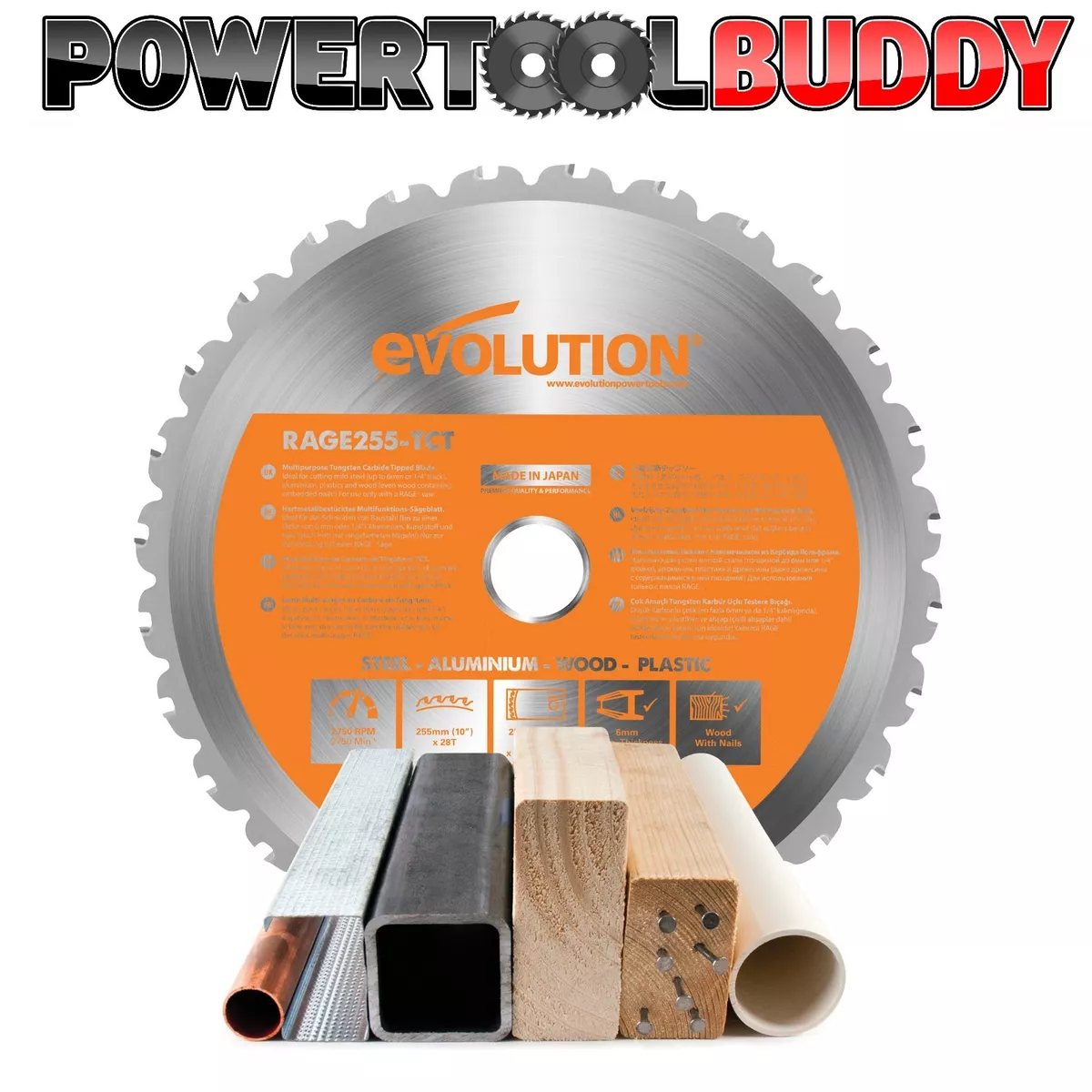 Evolution Rage Orange R255mm x 28TCT Multipurpose Circular Saw
