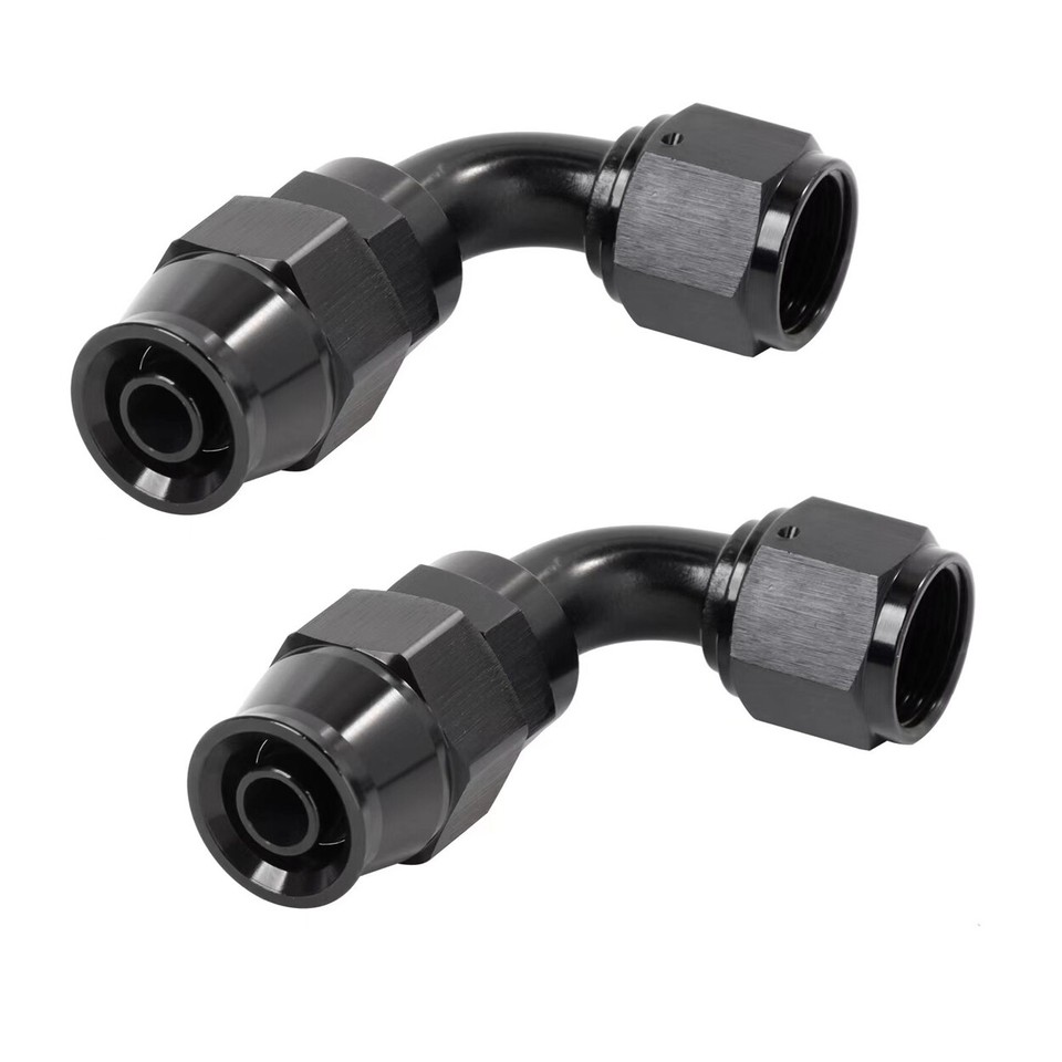 POSENG PTFE Hose End Fittings - 6AN, 8AN, 10AN, 0°/45°/90° Black Aluminum AN Fittings