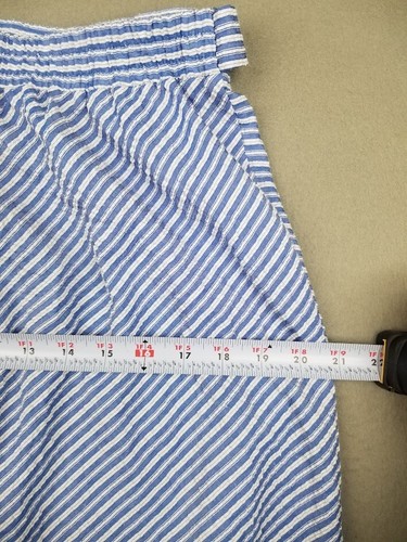 Westport Skirt L Seersucker Chevron Pull on A Line Blue Tie Front Midi Coastal - Picture 17 of 19