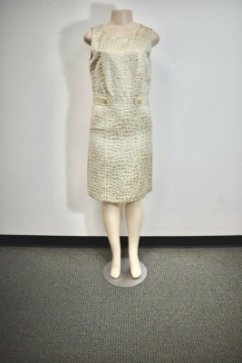 ELLEN TRACY Gold Cocktail Dress Size 2 On Sale pn