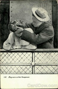 1909-They-Were-On-Their-Honeymoon-Antique-Postcard-1C-stamp-Vintage-Post-Card