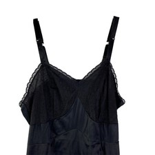 Vintage Full Slip Black Nylon Lace NANCY KING Adjustable Non Cling 80s Size 34