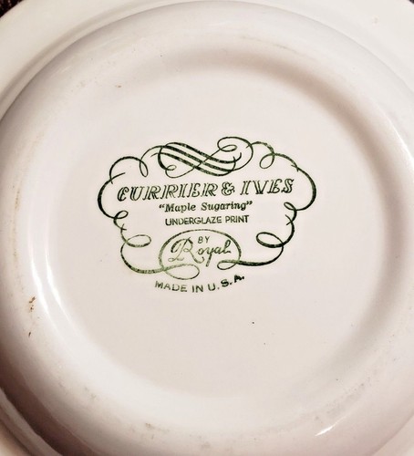 Tazón para servir verduras azul Currier & Ives Royal China 9" redondo - azúcar de arce - Imagen 2 de 5