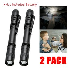 2PCS Mini Small Torch Super Bright LED Flashlight Penlight with Clip Pocket