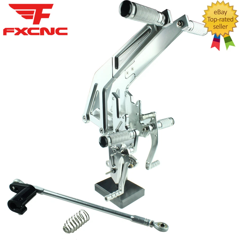 For Kawasaki Ninja 650R ER-6F ER-6N 2012-2014 CNC Rearset Footpeg Pedals Silver - Image 3 of 4