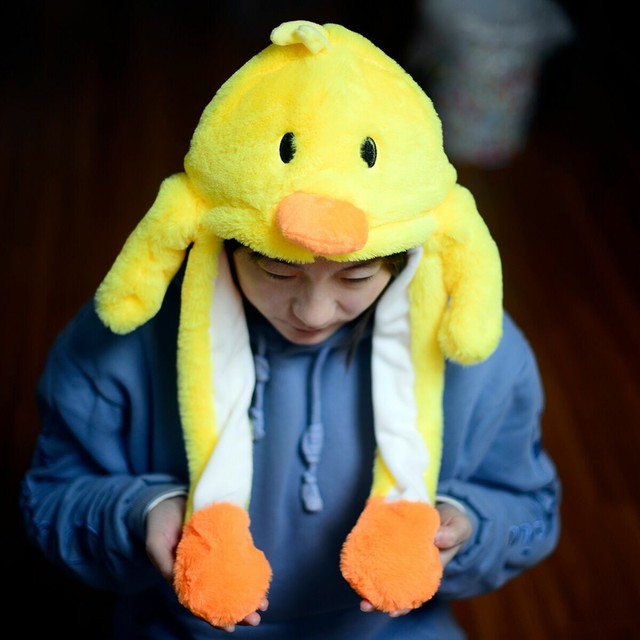 Tik Tok Cute Plush Rabbit Stitch Clip Pinching Bunny Hat Cap Ear Can Move Airbag | eBay