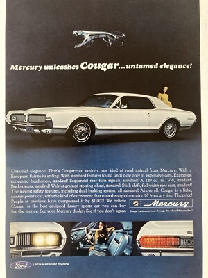 1967 Mercury Cougar Print Ad 10'' x 6-1/2''