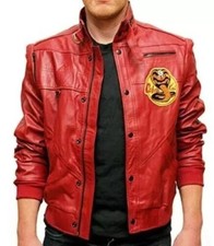 The Karate Kid Johnny Lawrence Cobra Kai Red Leather Jacket Bomber Jacket Coat