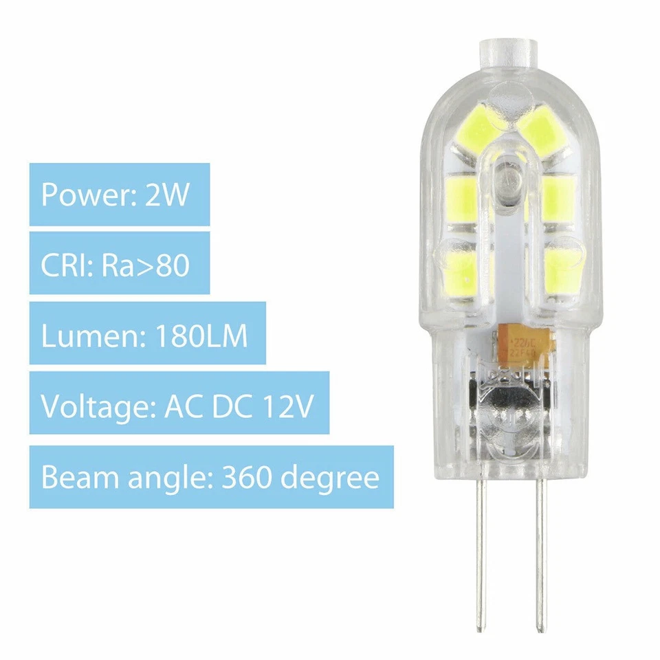 10-pack G4 20W 2835 SMD Bi-pin 12 LED Lamp Light Bulb DC 12V 6000K White & Warm - Image 3 of 4