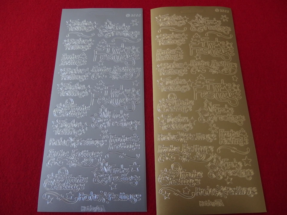 HOBBY FUN Konturensticker - Sticker für Kartengestaltung - Schriftzug Frohe Festtage - Mix