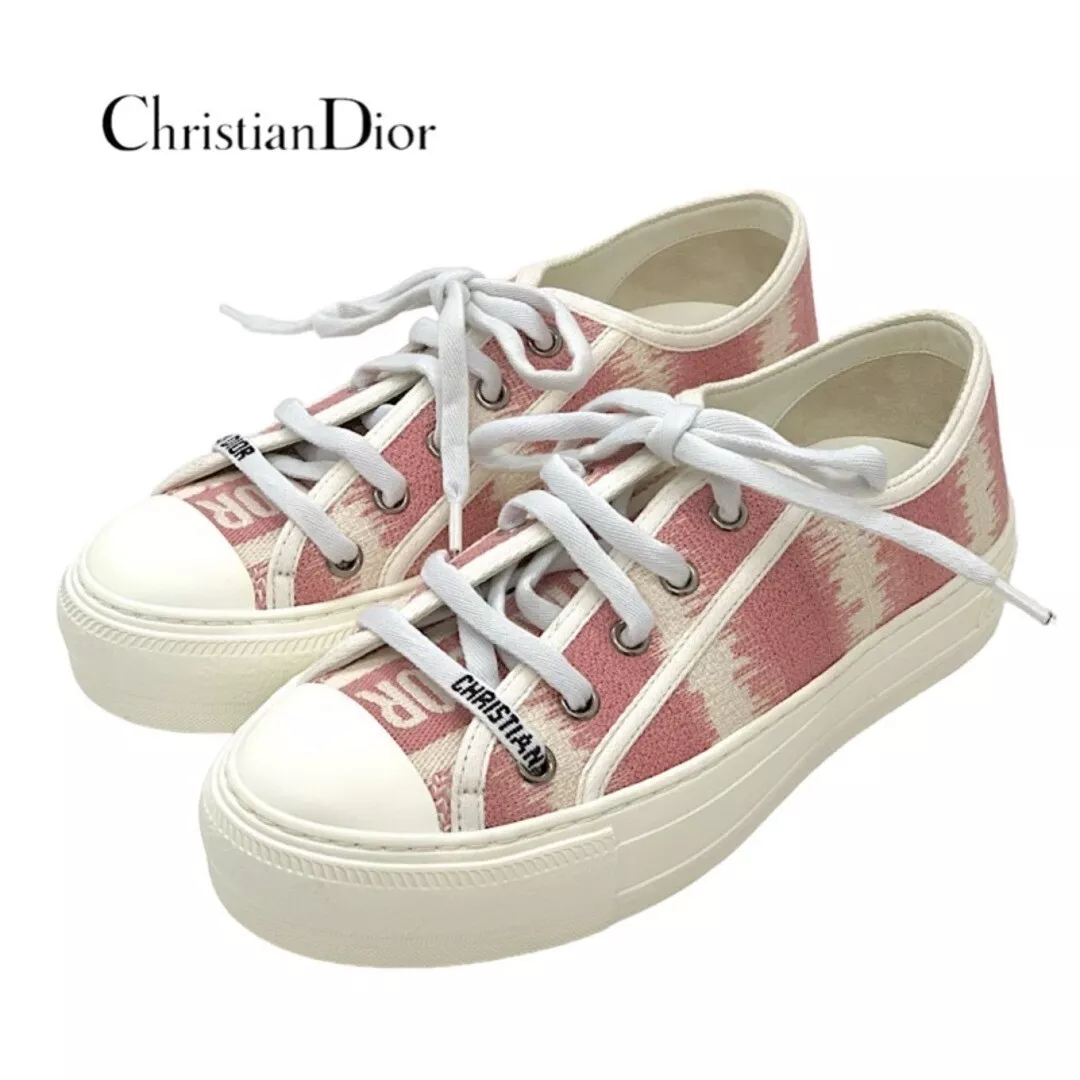 Baskets Christian Dior rose blanc tissu logo jacquard femme pointure 34,5 occasion