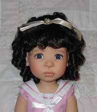 WEE 3 MADELINE Doll Wig SZ 10-11.5 DARK BROWN Ringlet Curls Straight Bangs NWT