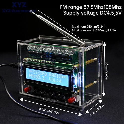 87-108MHz Digital FM Radio Kit LCD Display Soldering Practice DIY Radio Kit+Case - Picture 18 of 23