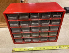 Vintage Flambeau Raaco 25 Drawer Metal Storage Cabinet Organizer Parts USA