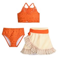 Disney Store Moana 3 PC Deluxe Swimsuit Girl Size 4, 5-6, 7-8, 9-10 New