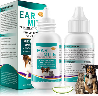 Ear Mites Clean for Dogs & Cat, with Aloe Vera, Cleaner on Contact & Soothes Itc