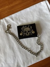Skull Men  s Trifold Wallet with Chain