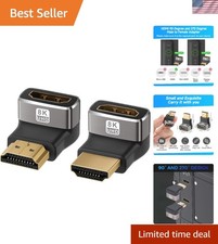 2 Pack 8K HDMI 2.1 Right Angle 90 L-Shape Male-Female Extender Connector