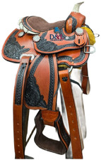 Custom Made Tan Leather Horse Saddle Western Barrel Racing Equestrian Trail Tack