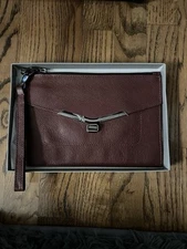 Botkier Valentina Flap Clutch Wallet Brown Leather Wrist Wallet Clutch Envelope